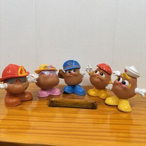 VTG Hasbro 1987 Lot 5 Mr. Potato Head Spuds Firefighter Lady Police Pirate Nurse